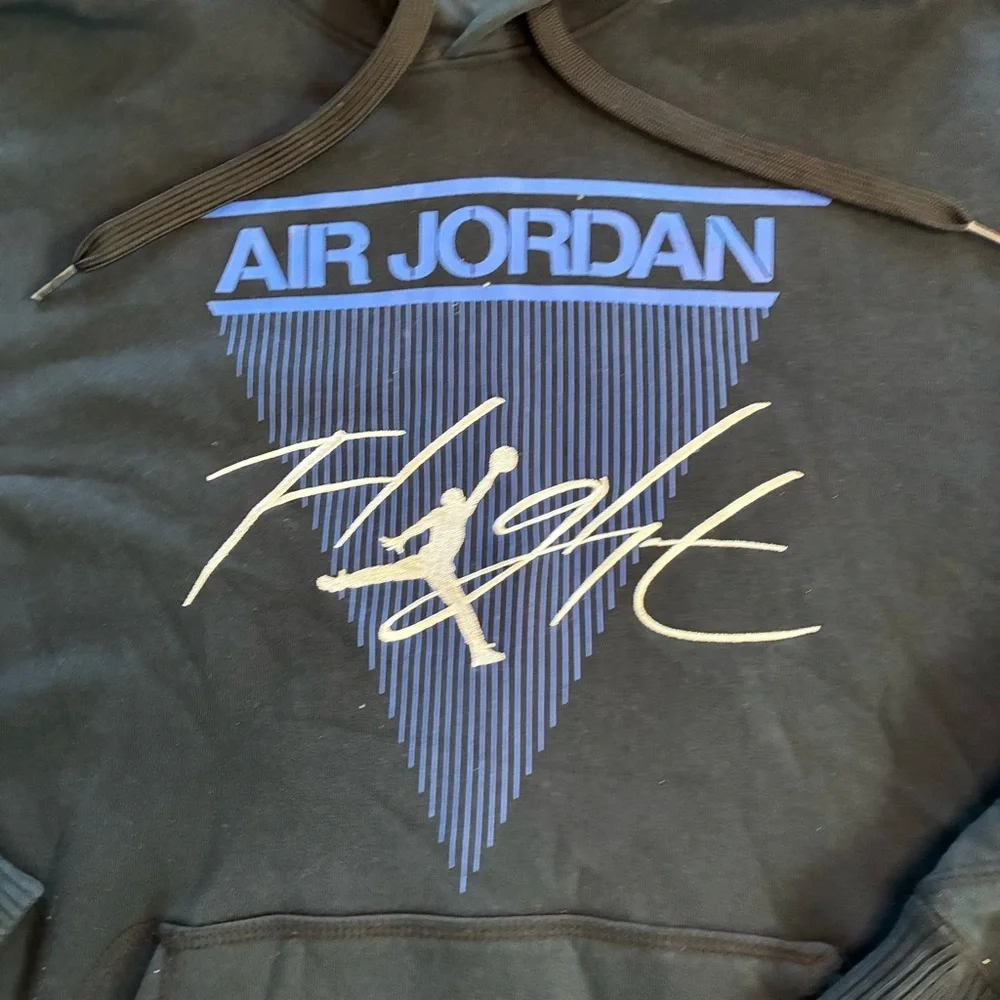 Nike Air Jordan Flight Pullover Hoodie Men’s Medium Black & Blue Sweatshirt